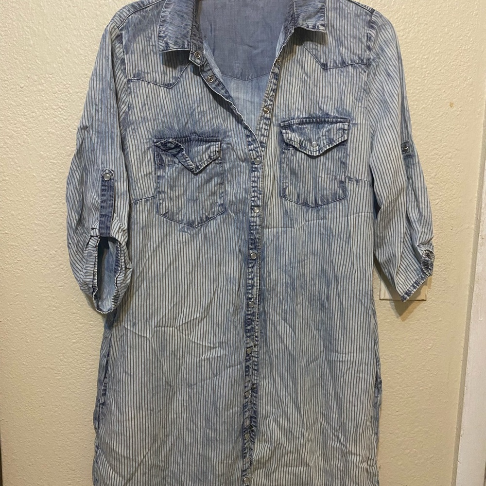Kut from the Kloth Blue Striped Shirt Dress